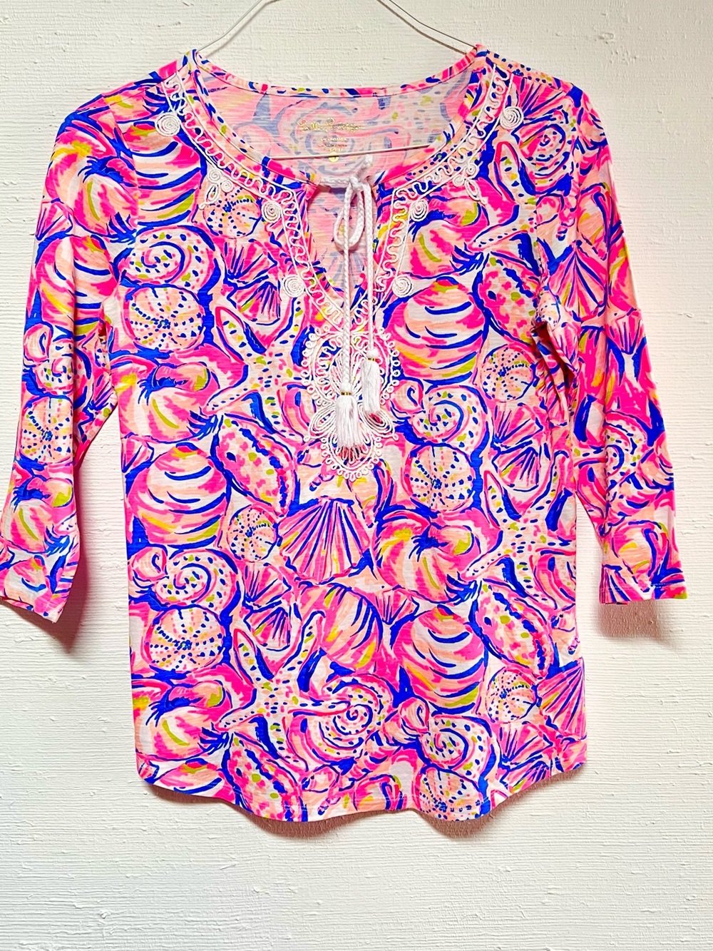 Lilly Pulitzer Pink Seashell Multicolor Tie-Front Tunic